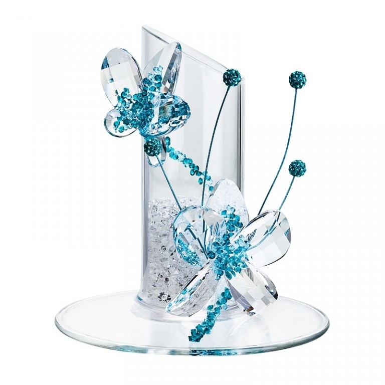 Figurina cristal Preciosa - Flowery Candle Holder (Turquoise)