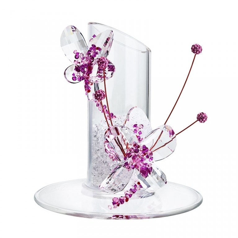 Figurina cristal Preciosa - Flowery Candle Holder (Pink)