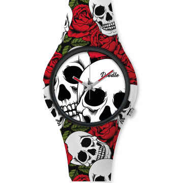 Ceas Doodle Roses and Skulls DOSK001