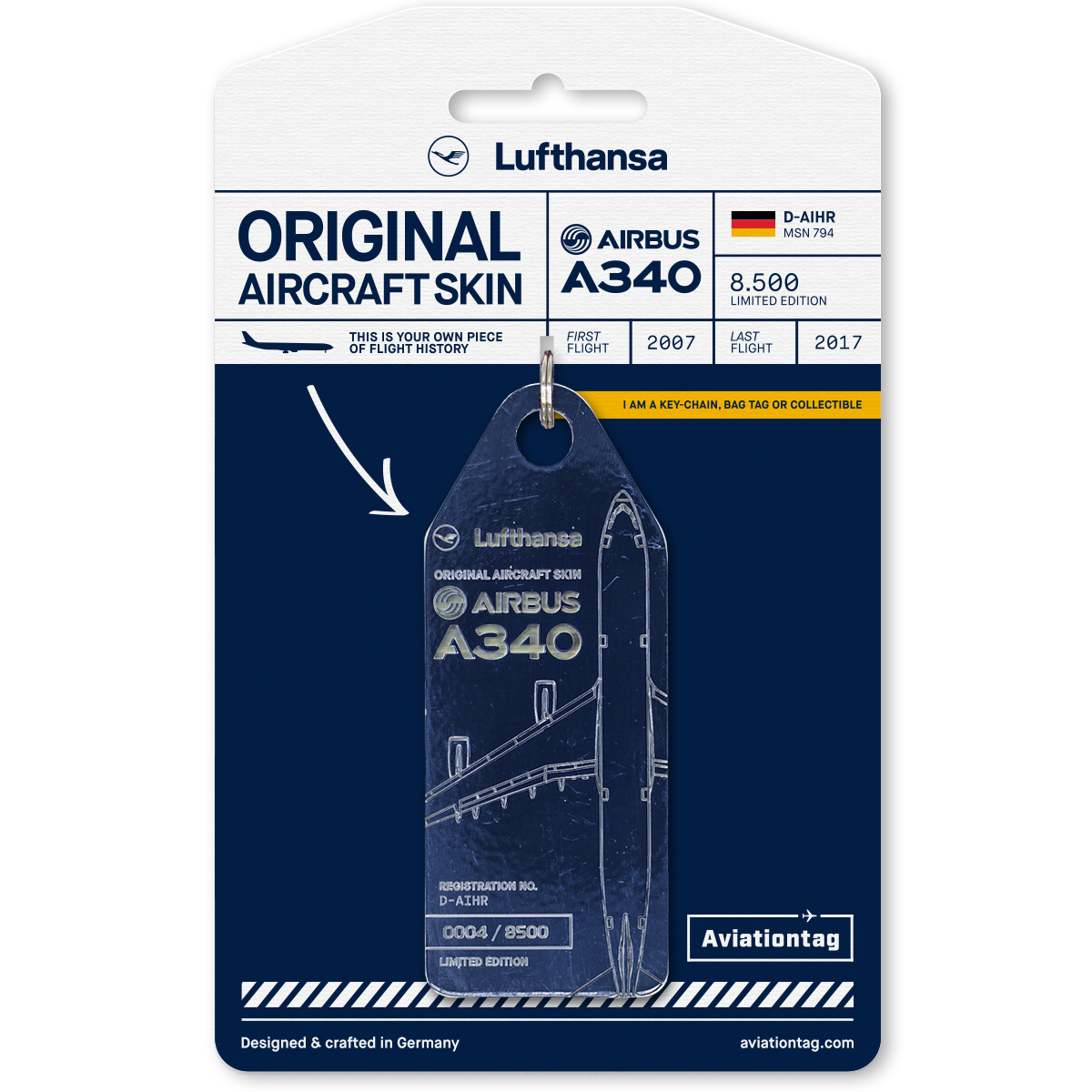Aviationtag Lufthansa - Airbus A340 - D-AIHR Blue