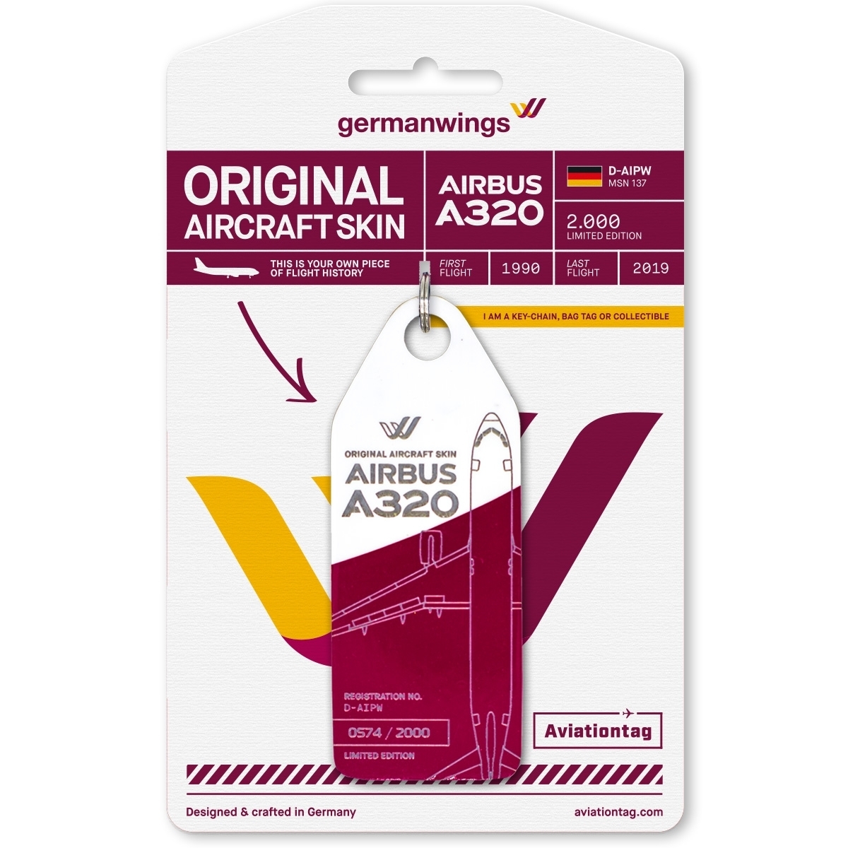 Aviationtag Germanwings - Airbus A320 - D-AIPW White, Purple