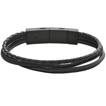 Bratara Fossil Multi Strand Black Leather JOF00535001