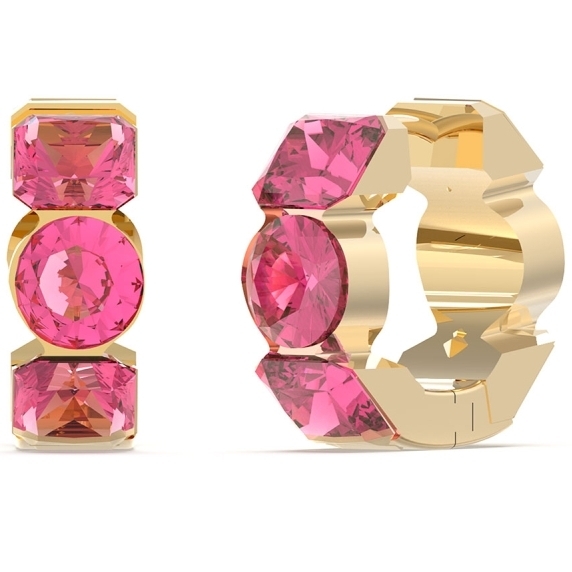Cercei Guess Crazy Earring rotunzi si cristale roz JUBE03305JWYGFCT-U