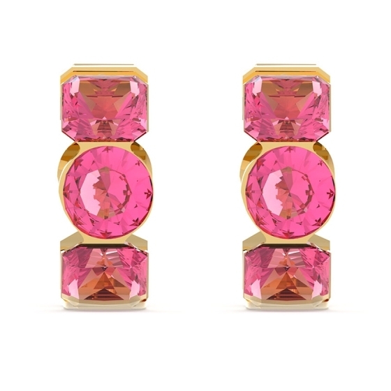 Cercei Guess Crazy Earring rotunzi si cristale roz JUBE03305JWYGFCT-U