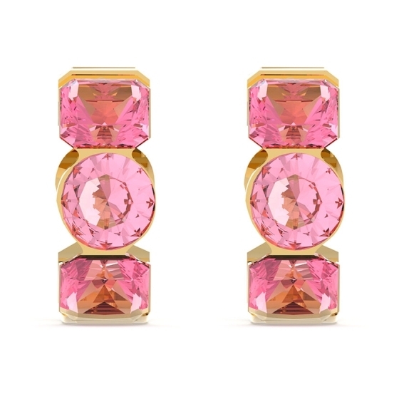 Cercei Guess Crazy Earring rotunzi si cristale roz JUBE03305JWYGRST-U