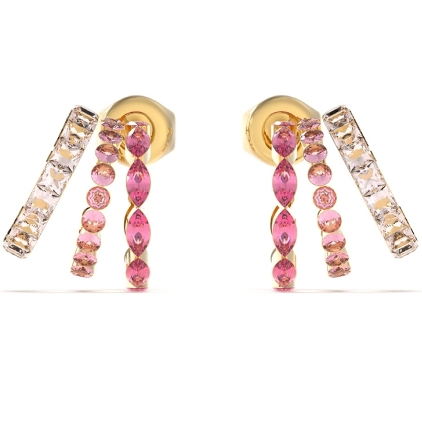 Cercei Guess Crazy Earring stud lung si cristale roz JUBE03307JWYGPKT-U