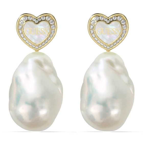 Cercei Guess Amami lungi inima cu cristale si perla JUBE04022JWYGWHT-U